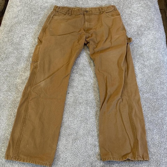 Relaxed Fit Duck Carpenter Pants 36x32 Heavyweight Workwear Utility Brown - Picture 1 of 7